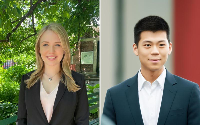 Fourth-years Amanda Howard (left) and Zhouyi (Joey) Yang have received Schwarzman Scholarships, which fund a one-year master's degree in global affairs at Tsinghua University.