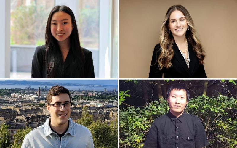 Penn’s 2024 Goldwater Scholars (left to right) are third-year students Hayle Kim, Kaitlin Mrksich, Eric Myzelev, and Eric Tao. Kim, Myzelev and Tao are in the College of Arts and Sciences, and Mrksich in the School of Engineering and Applied Science.