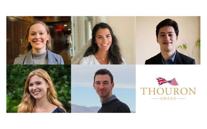 Four University of Pennsylvania seniors and a 2019 graduate have received a Thouron Award to pursue graduate studies in the United Kingdom.